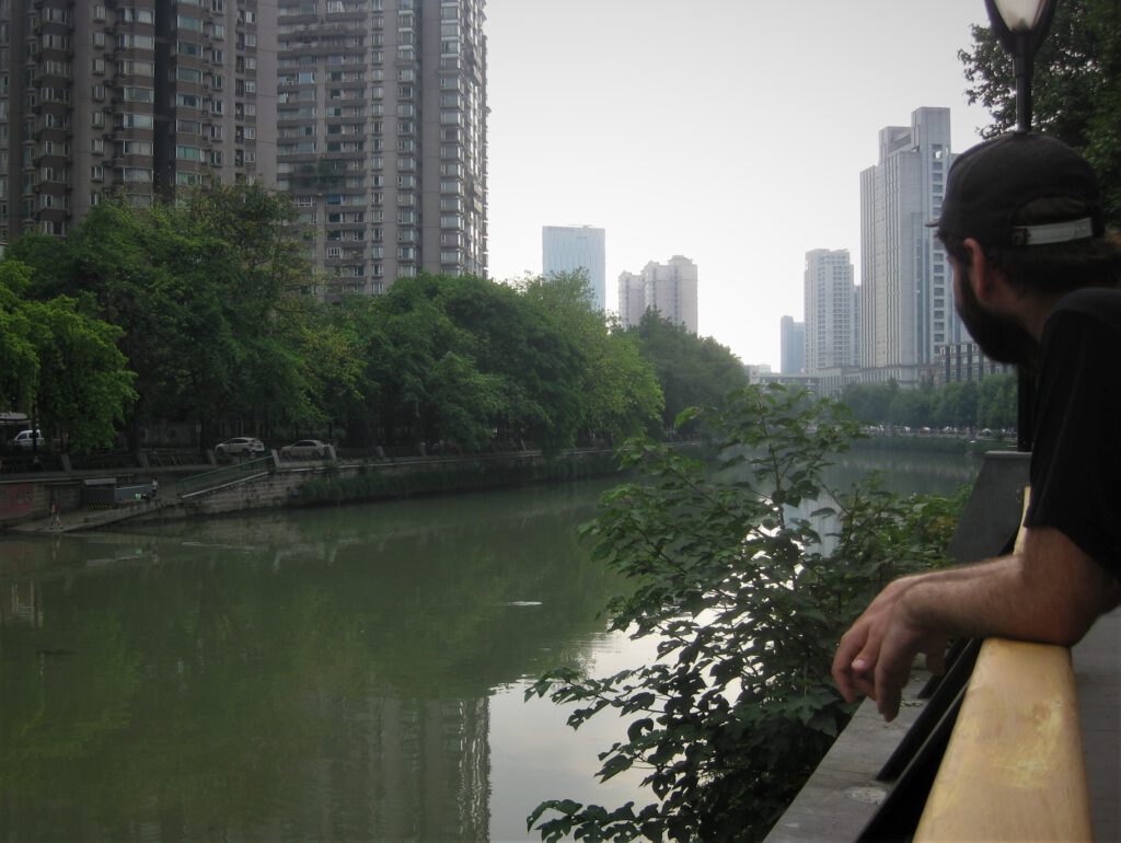 Blick auf den Jin JIang Fluss in Chengdu.