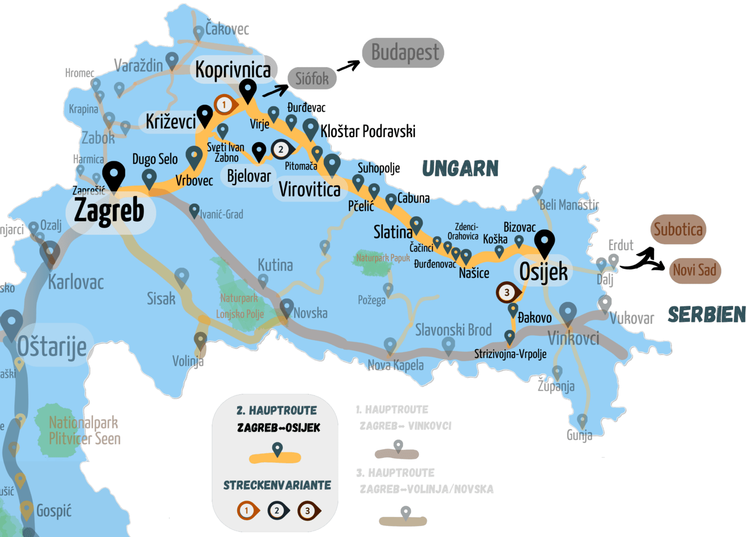 Kroatien Hauptroute 2 Karte raw East Rail Stories